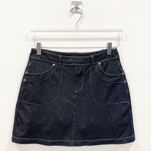 Athleta Bettona Faux Knit Denim Skort Black Cotton